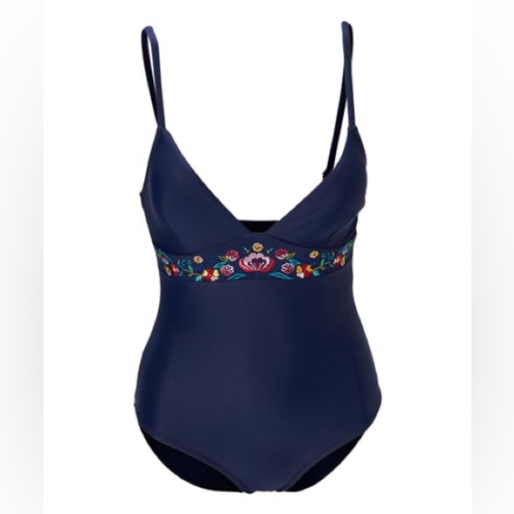 NWOT Rene Rofe Floral Embroidered One-Piece Swimsuit